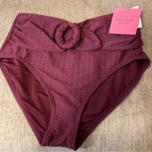 NWT Kate Spade New York belted high waist bikini bottom Cabernet medium(A)